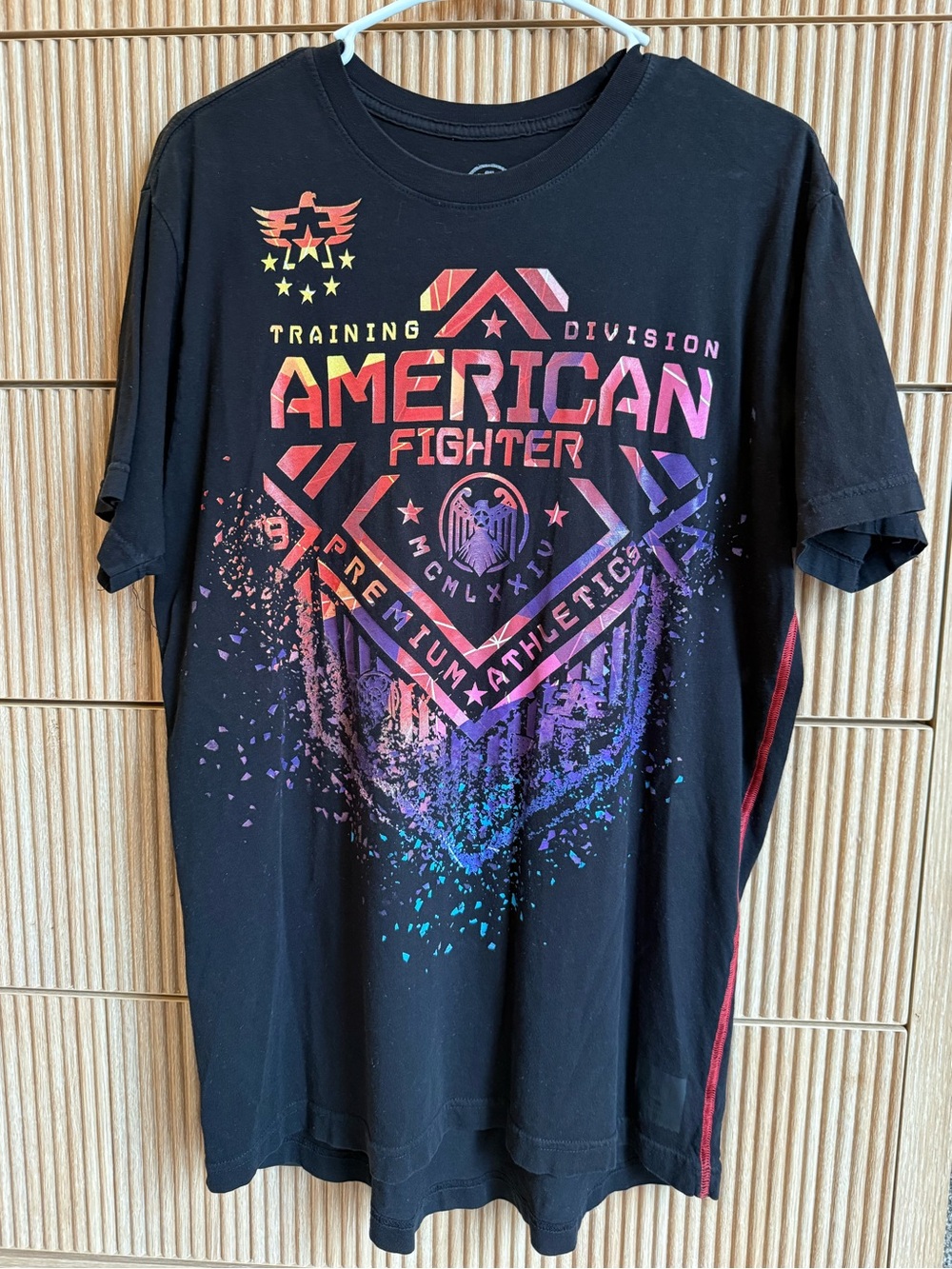 American Fighter Black Short-Sleeve Tee with Multicolor Graphic